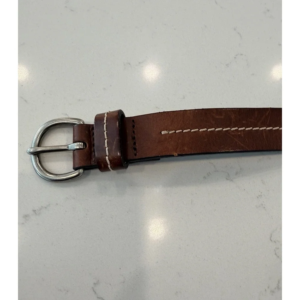 VINTAGE 90s Y2k GAP Women's Brown Belt Size 28 Silver-Tone Buckle Adjustable